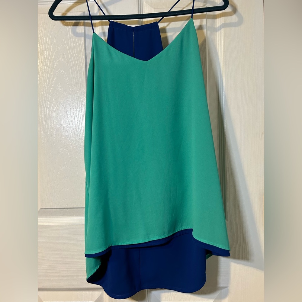 Express Two-Tone Teal and Navy Layered Cami Tank